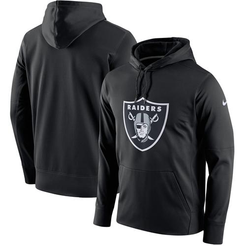 Men's Oakland Raiders Nike Black Circuit Logo Essential Performance Hoodie - Click Image to Close